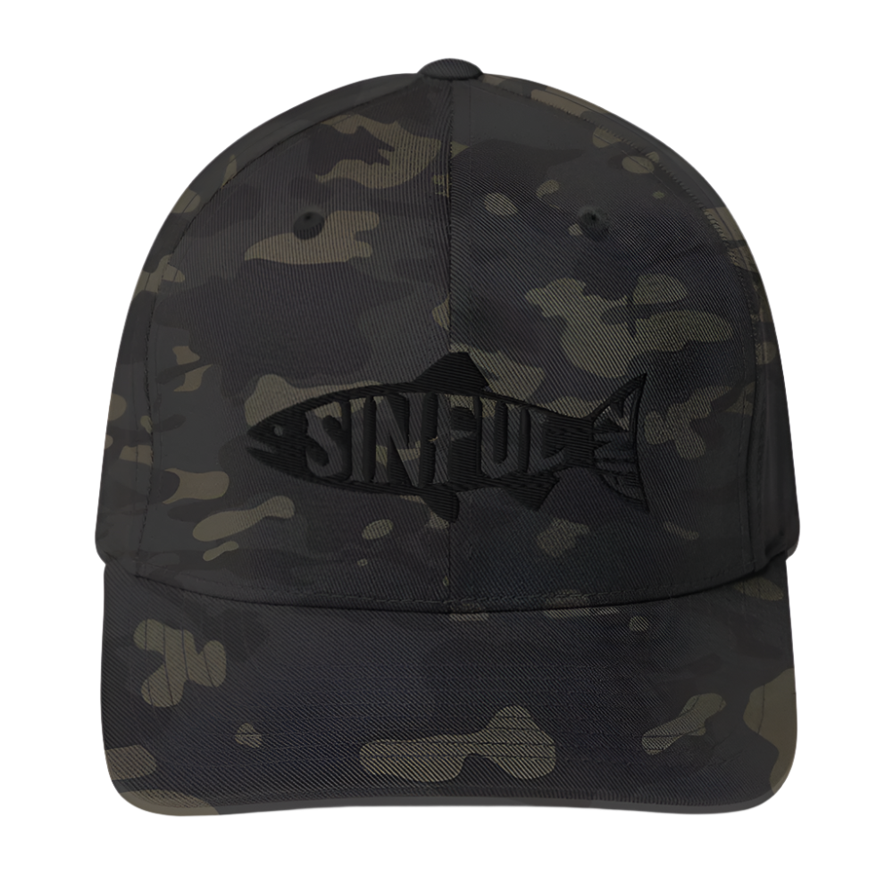 Embroidered Sinful Fish Logo Twill Cap