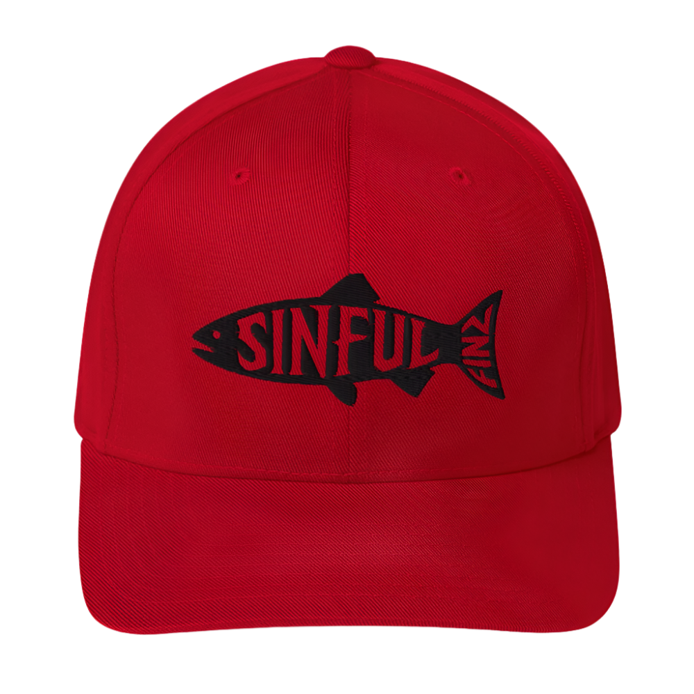 Embroidered Sinful Fish Logo Twill Cap