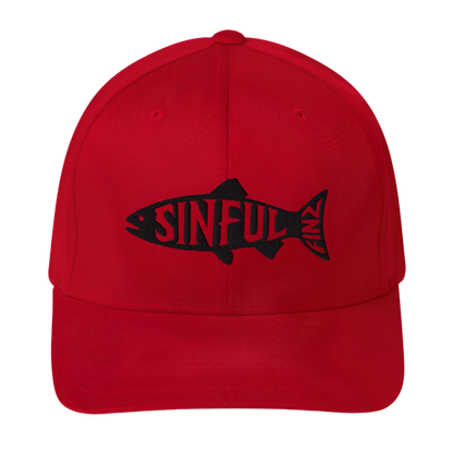 Embroidered Sinful Fish Logo Twill Cap